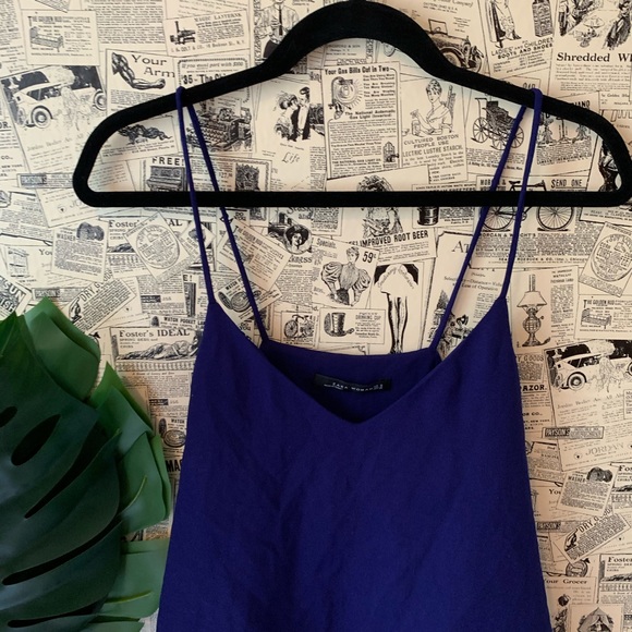 Zara Blue Cami Sleeveless Blouse Top SZ Medium - Picture 2 of 8